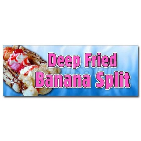 Signmission DEEP FRIED BANANA SPLITsticker banana deep batter syrup ice cream, D-12 Deep Fried Banana Split D-12 Deep Fried Banana Split